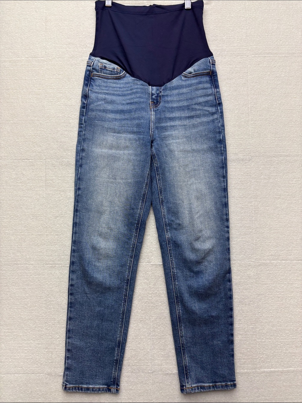 Pinkblush 26 Maternity High-Waist Blue Denim Jeans with Stretch Panel